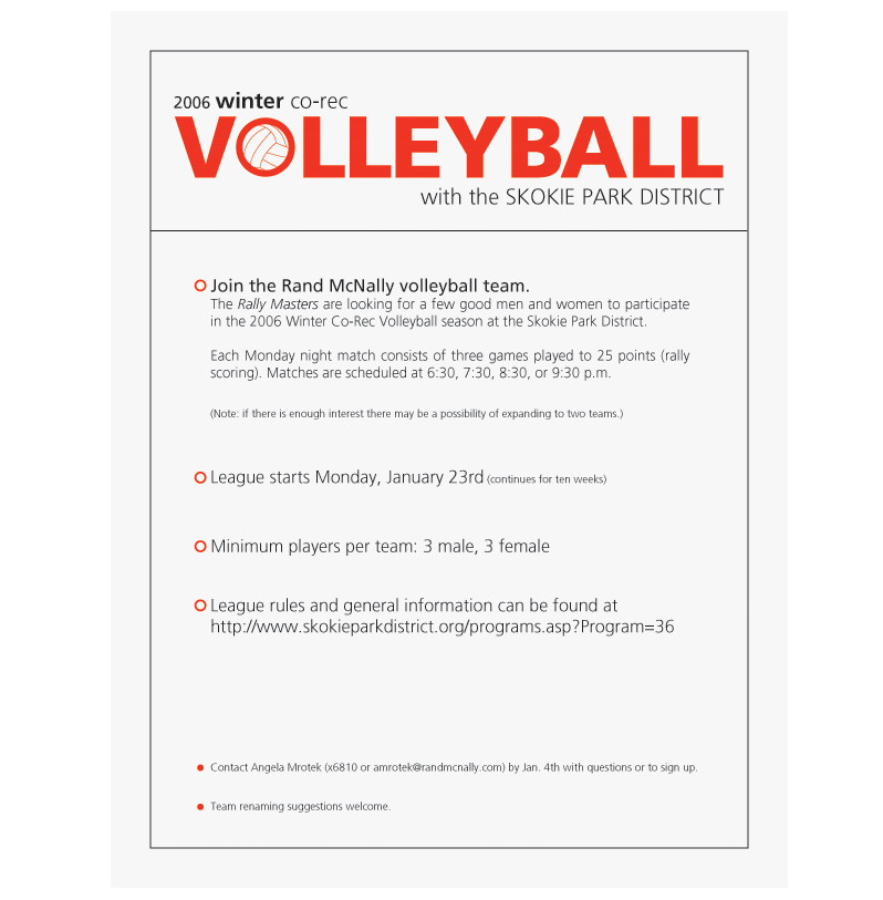 volleyball sign up sheet